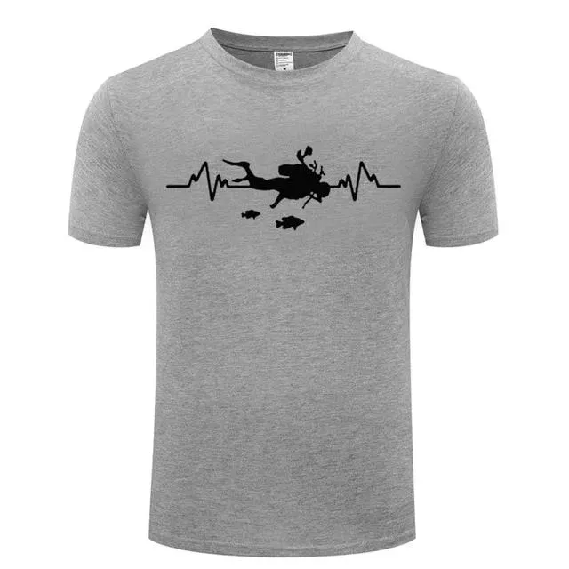 Scuba diving T-Shirt for Men | Scuba Heart Beat with Fish