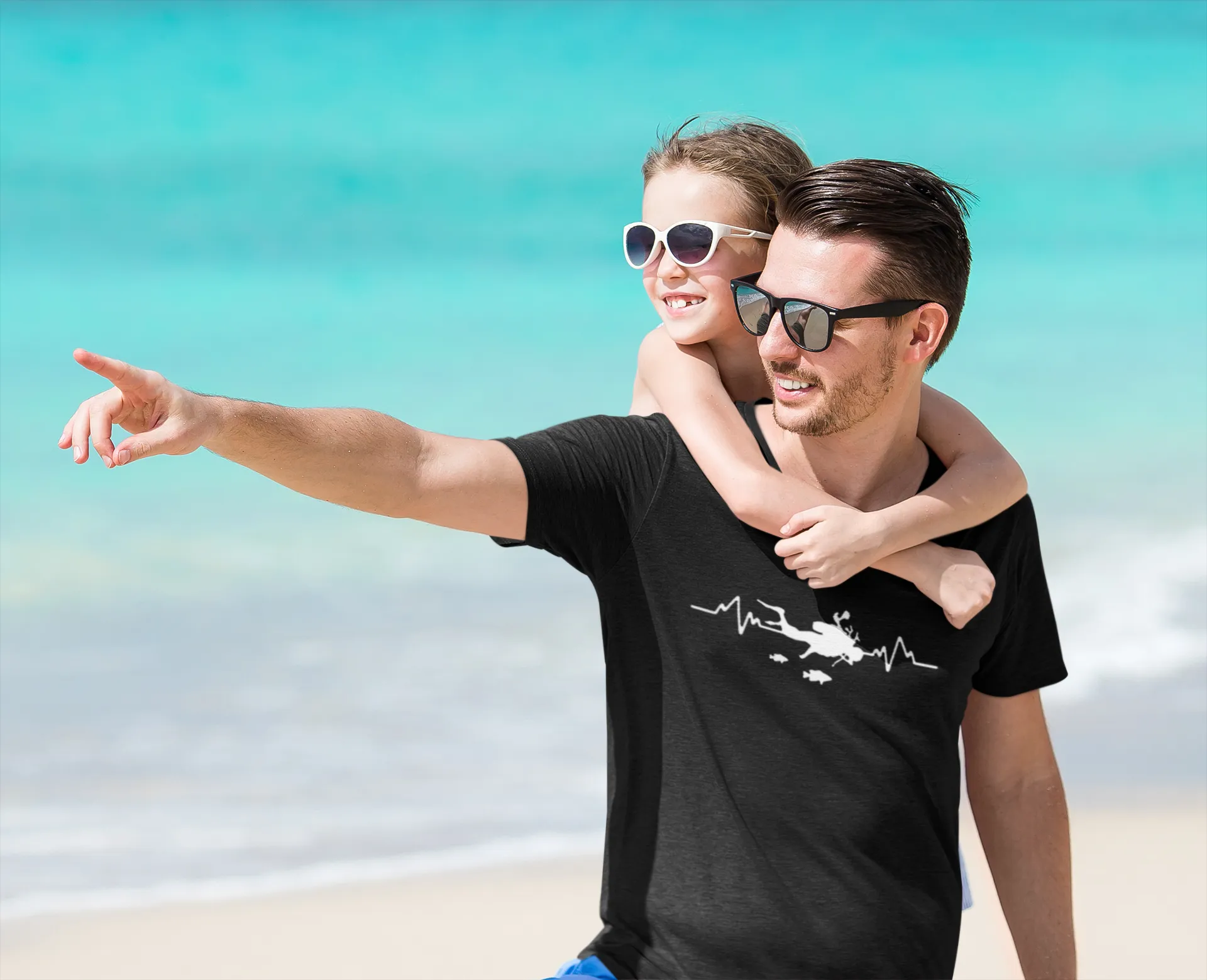 Scuba diving T-Shirt for Men | Scuba Heart Beat with Fish