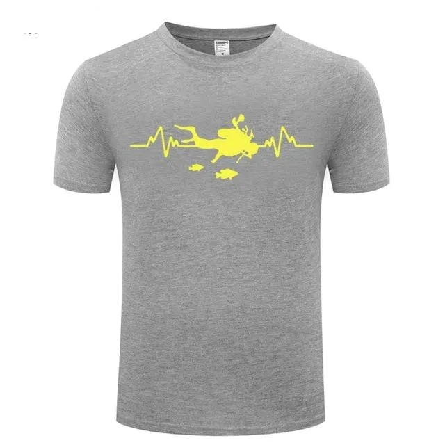Scuba diving T-Shirt for Men | Scuba Heart Beat with Fish