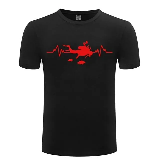 Scuba diving T-Shirt for Men | Scuba Heart Beat with Fish