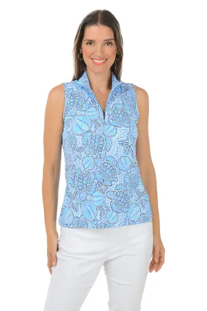 Sealife Dots Cooling UPF50  Sleeveless Zip Top