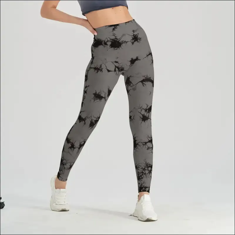 Seamless tie dye scrunch yoga leggings for women high waist push up gym tights tummy control