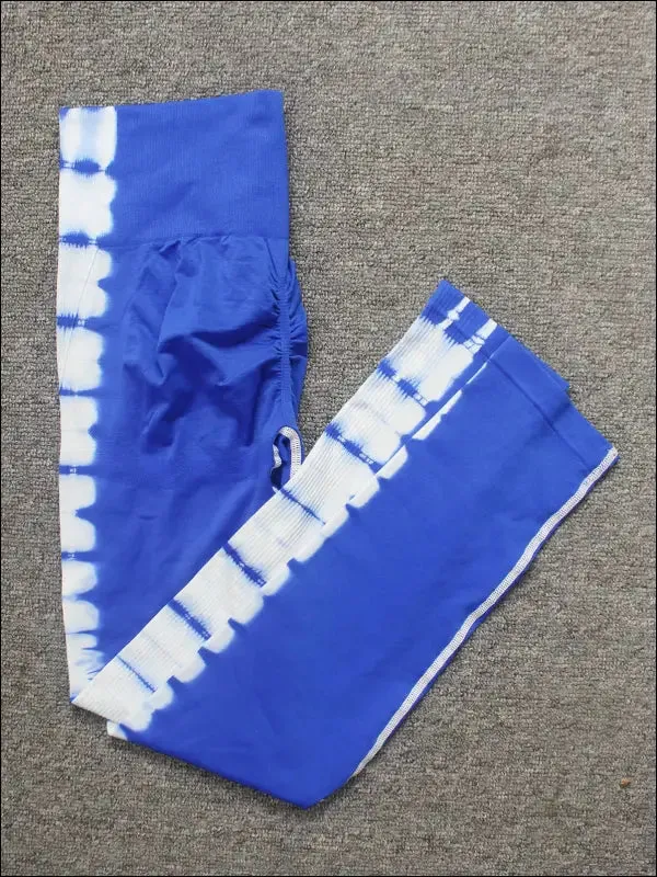 Seamless tie dye scrunch yoga leggings for women high waist push up gym tights tummy control