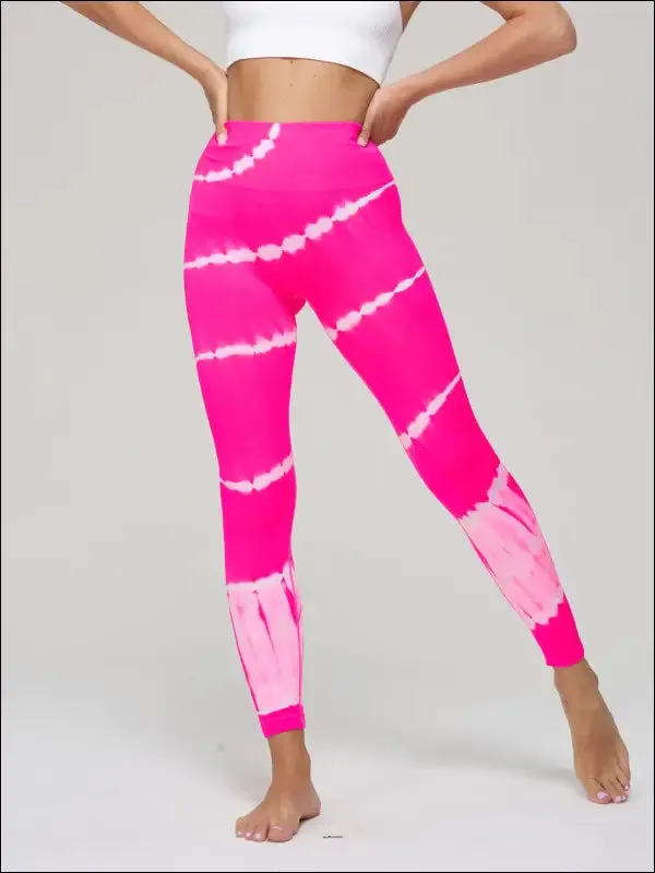 Seamless tie dye scrunch yoga leggings for women high waist push up gym tights tummy control