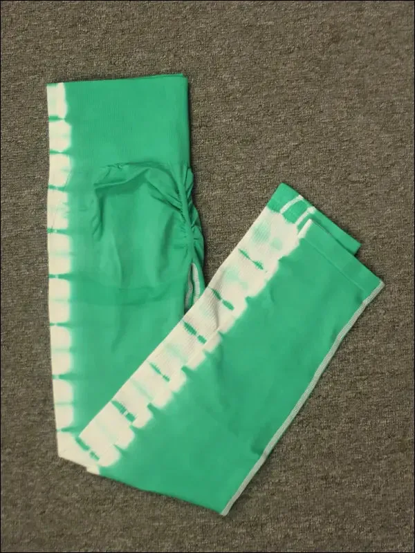 Seamless tie dye scrunch yoga leggings for women high waist push up gym tights tummy control