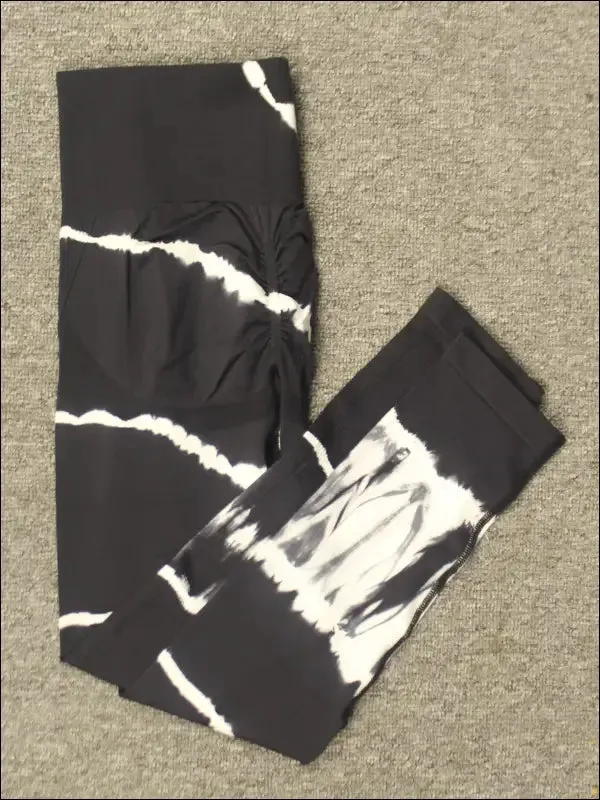 Seamless tie dye scrunch yoga leggings for women high waist push up gym tights tummy control