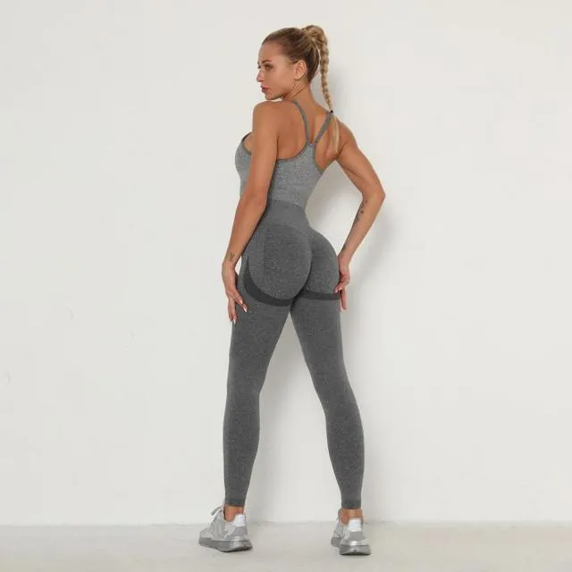 Seamless Women Sport Set For Gym Long Sleeve Top High Waist Belly Control Leggings Clothes Seamless Sport Suit Sexy Booty Girls