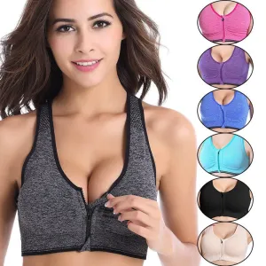 Sexy Women Front Zipper Sports Bra Fitness Wear trendy