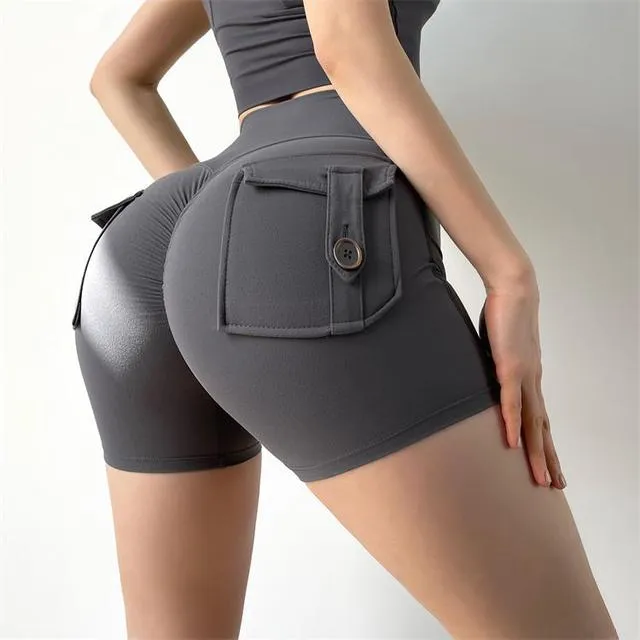 Sexy Women's Sports High Waist Shorts With Pocket