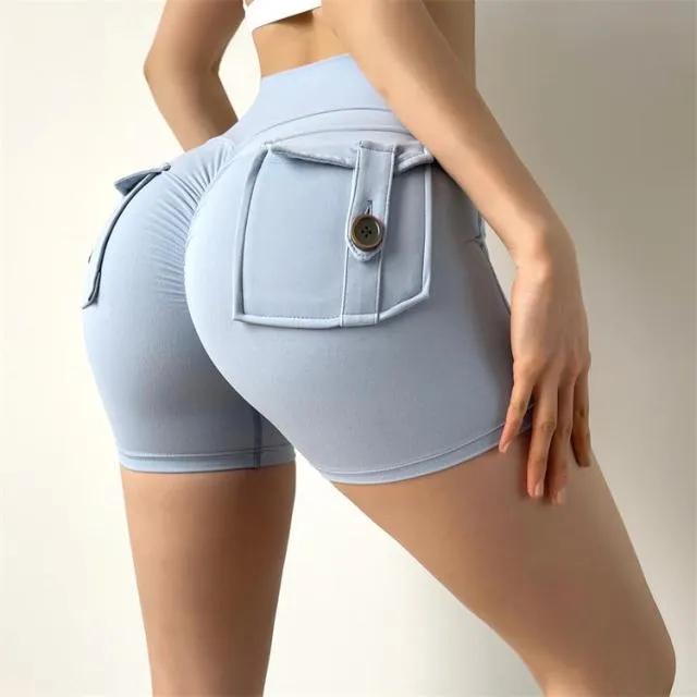Sexy Women's Sports High Waist Shorts With Pocket