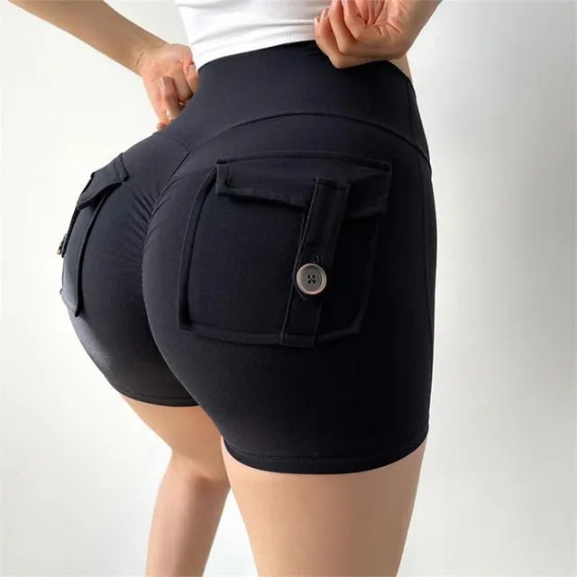 Sexy Women's Sports High Waist Shorts With Pocket