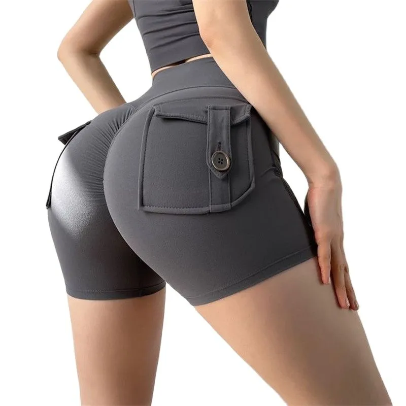 Sexy Women's Sports High Waist Shorts With Pocket