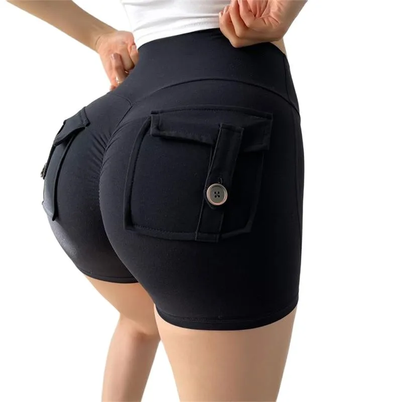 Sexy Women's Sports High Waist Shorts With Pocket