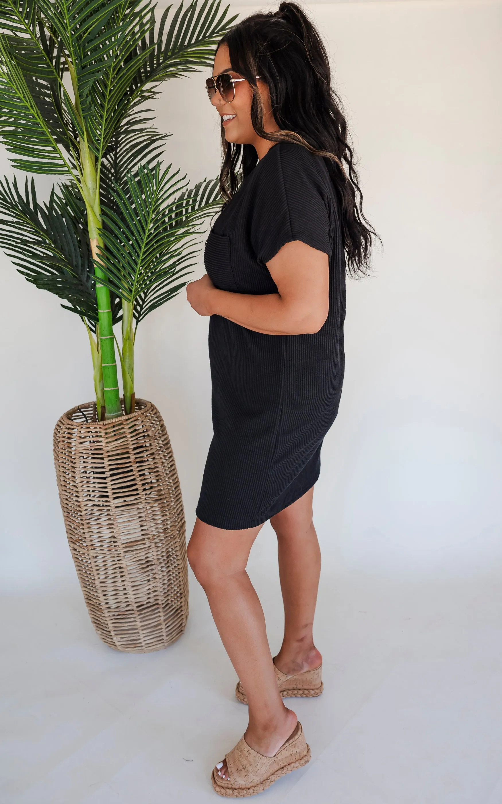 Short Sleeve Mini Black Dress - Final Sale