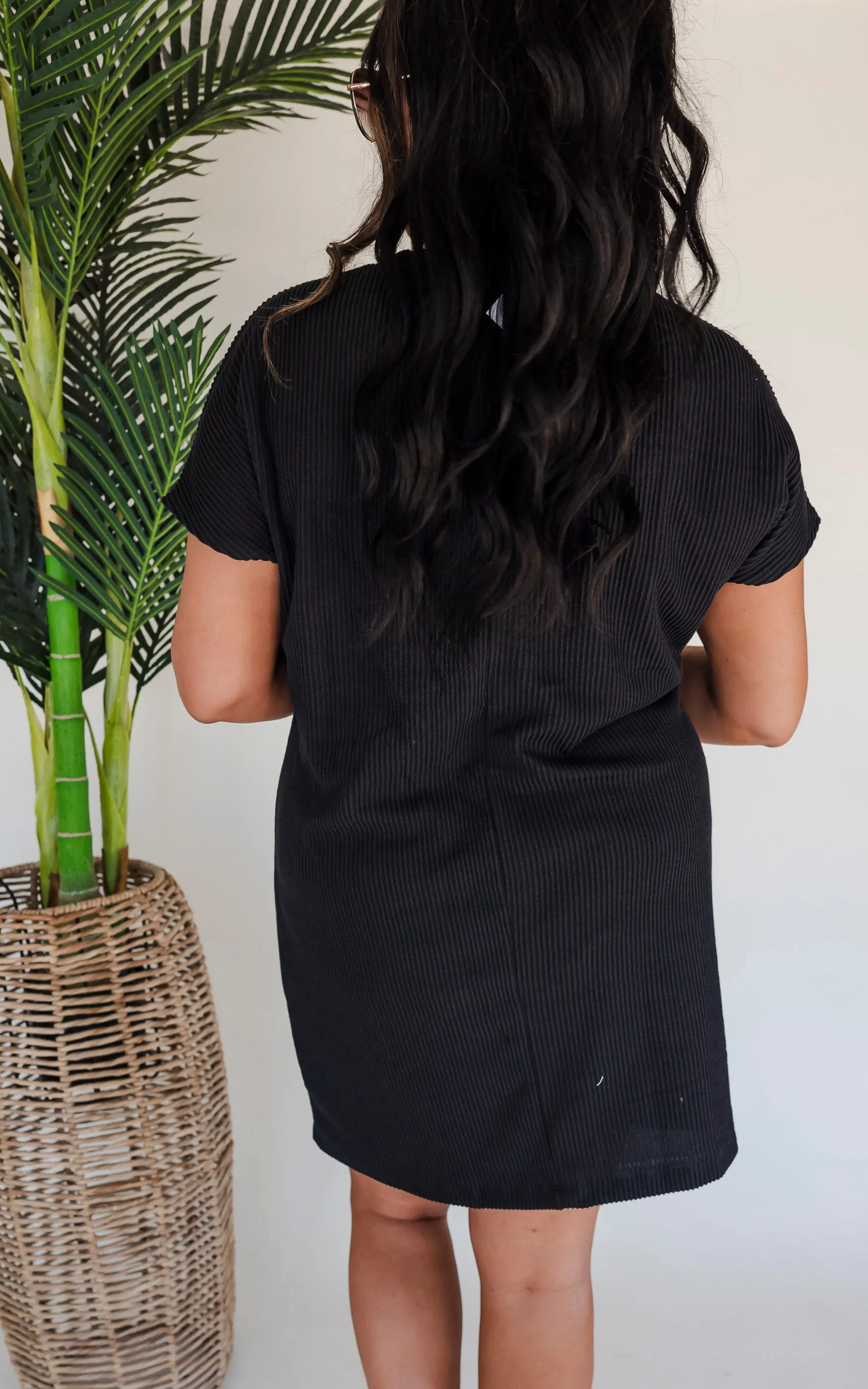 Short Sleeve Mini Black Dress - Final Sale