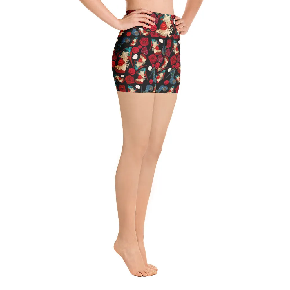 Shorts 'Fiori rosso nero'