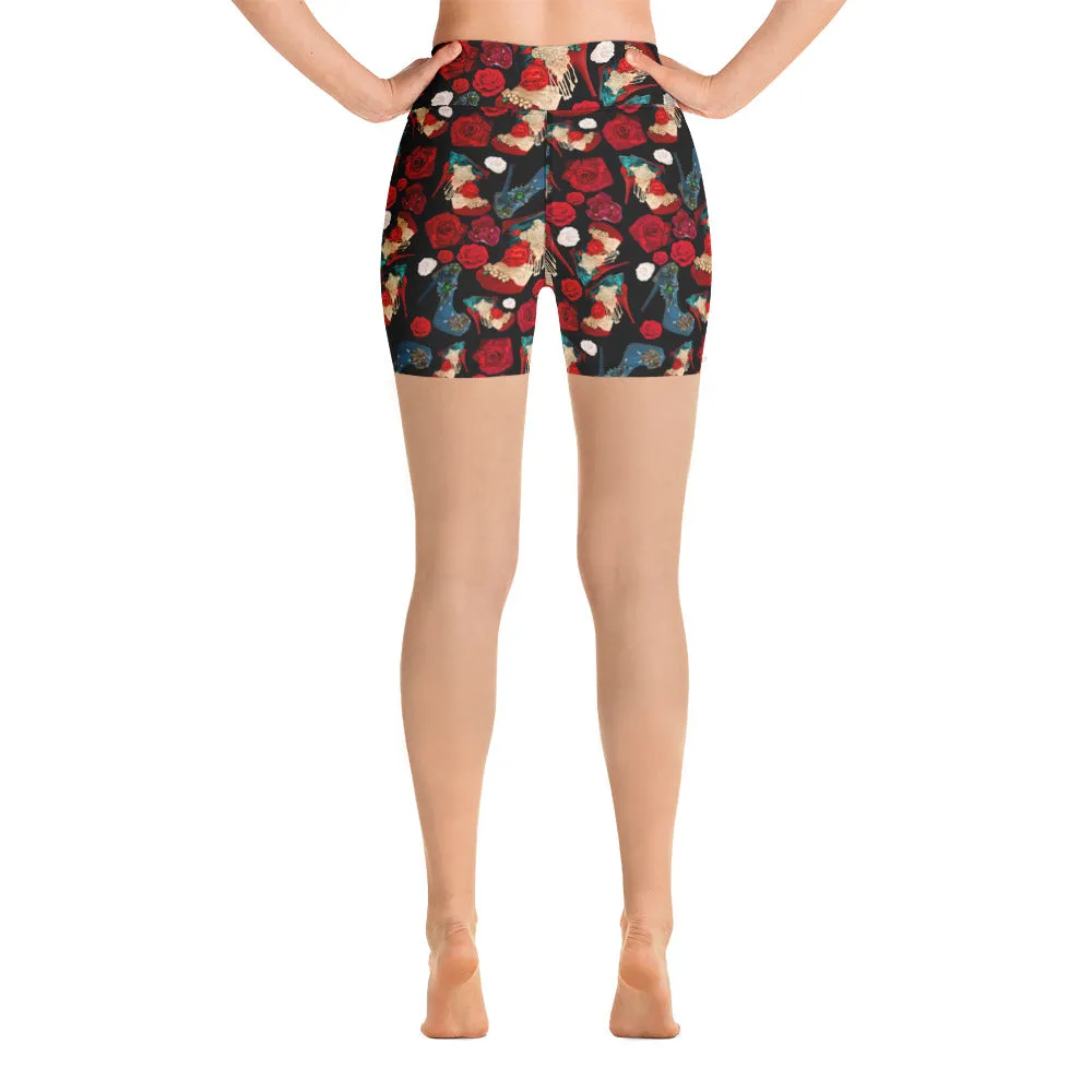 Shorts 'Fiori rosso nero'