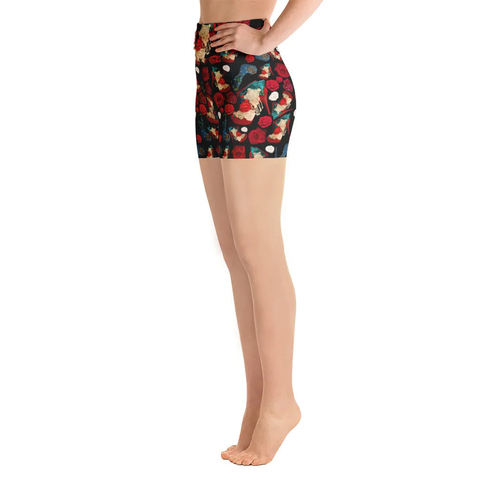 Shorts 'Fiori rosso nero'