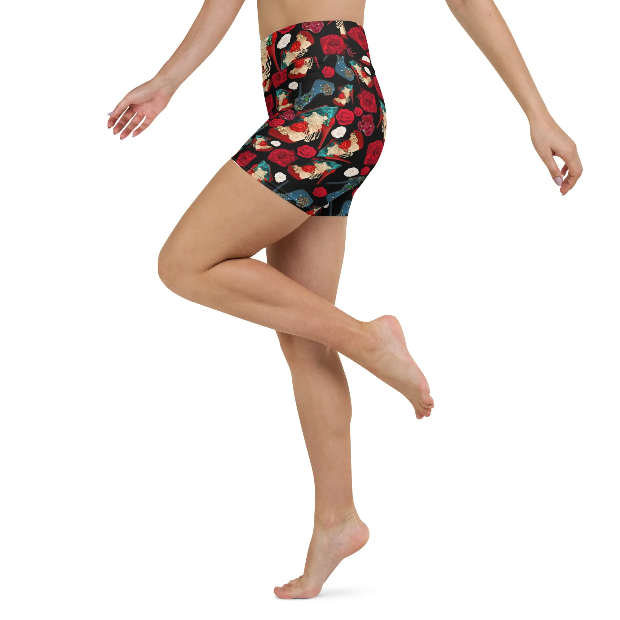 Shorts 'Fiori rosso nero'