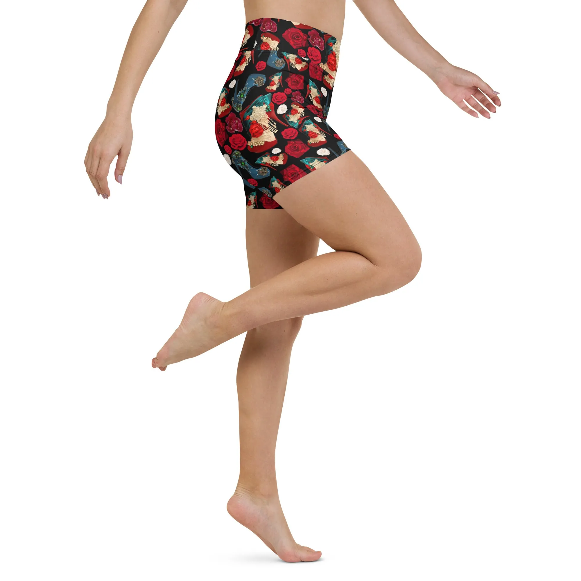 Shorts 'Fiori rosso nero'