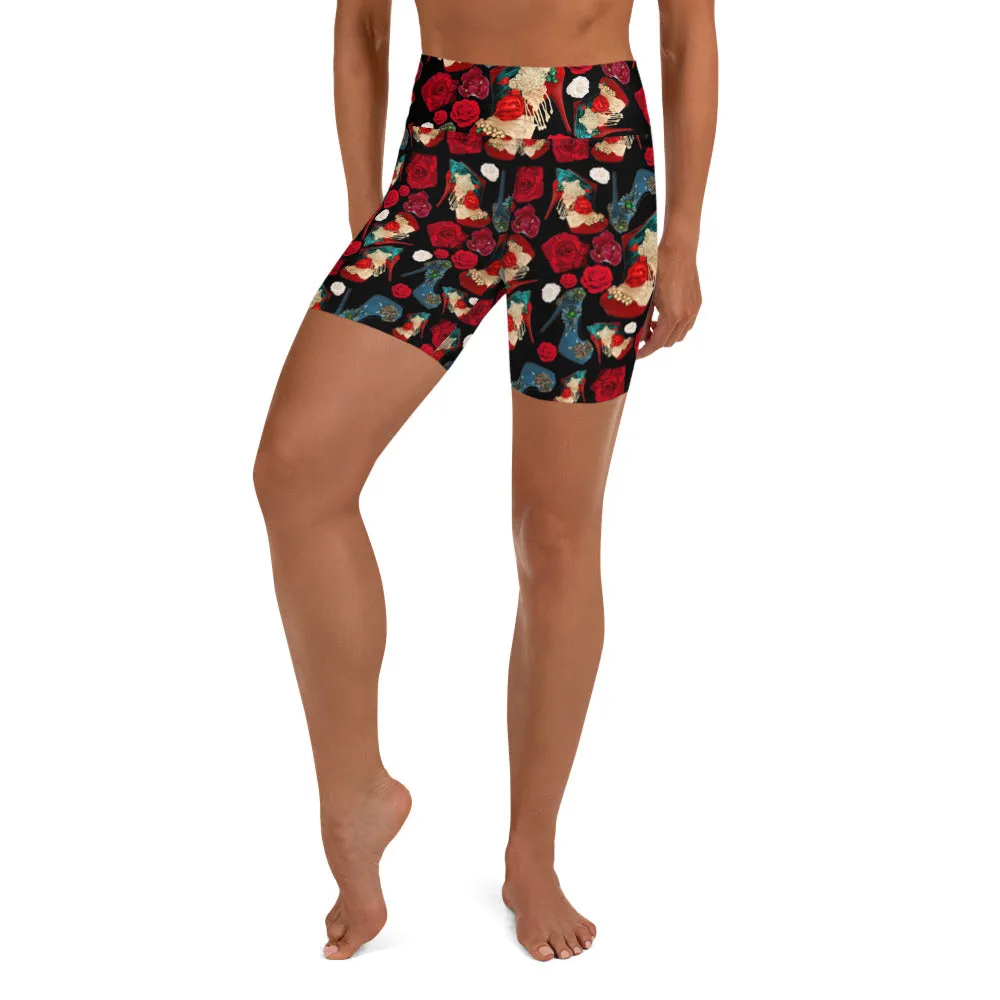 Shorts 'Fiori rosso nero'