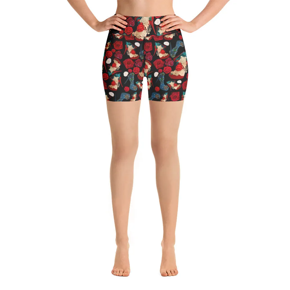 Shorts 'Fiori rosso nero'
