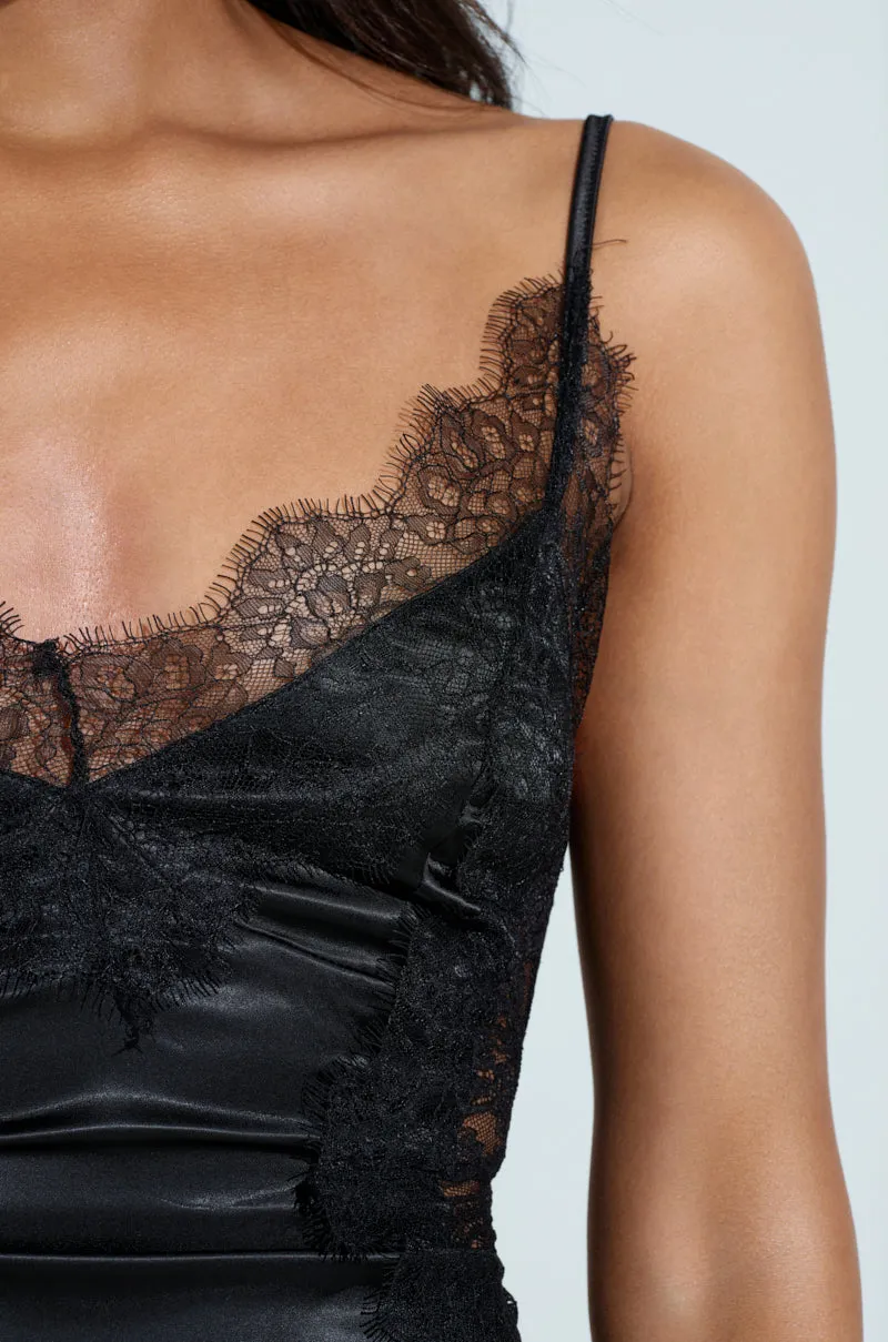 SHOW US WHAT YOU GOT SATIN MINI DRESS IN BLACK