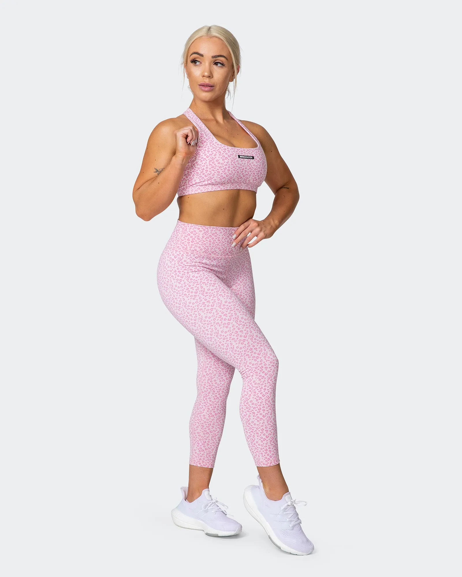 Signature Scrunch 7/8 Leggings - Rose Quartz Mini Cheetah Print