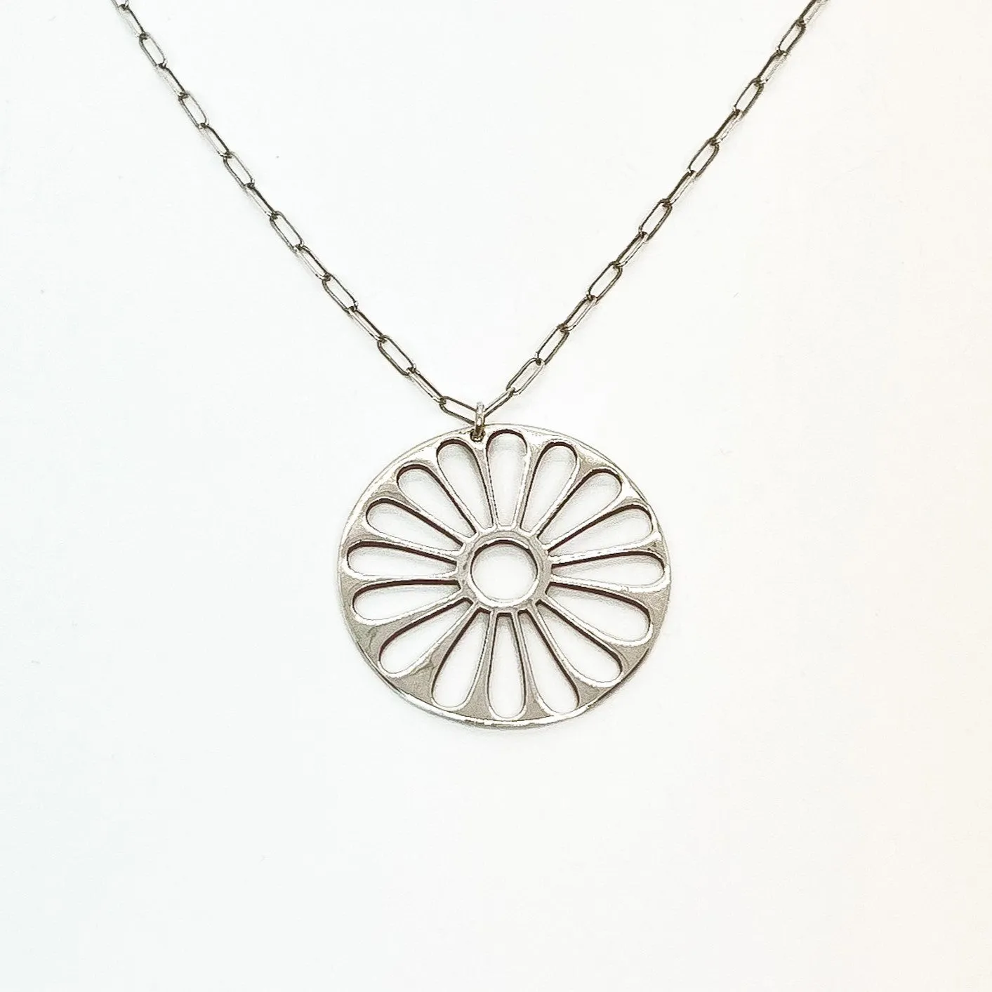 Silver Flower Charm Necklace