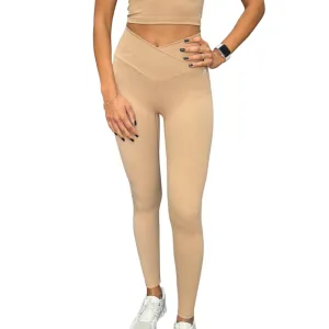Slightly Thicker V-Leggings - Biscuit