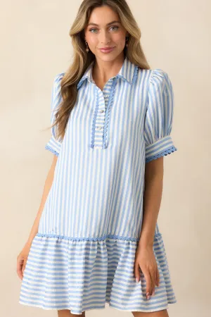 Soda Shop Sweetheart Blue Stripe Mini Dress