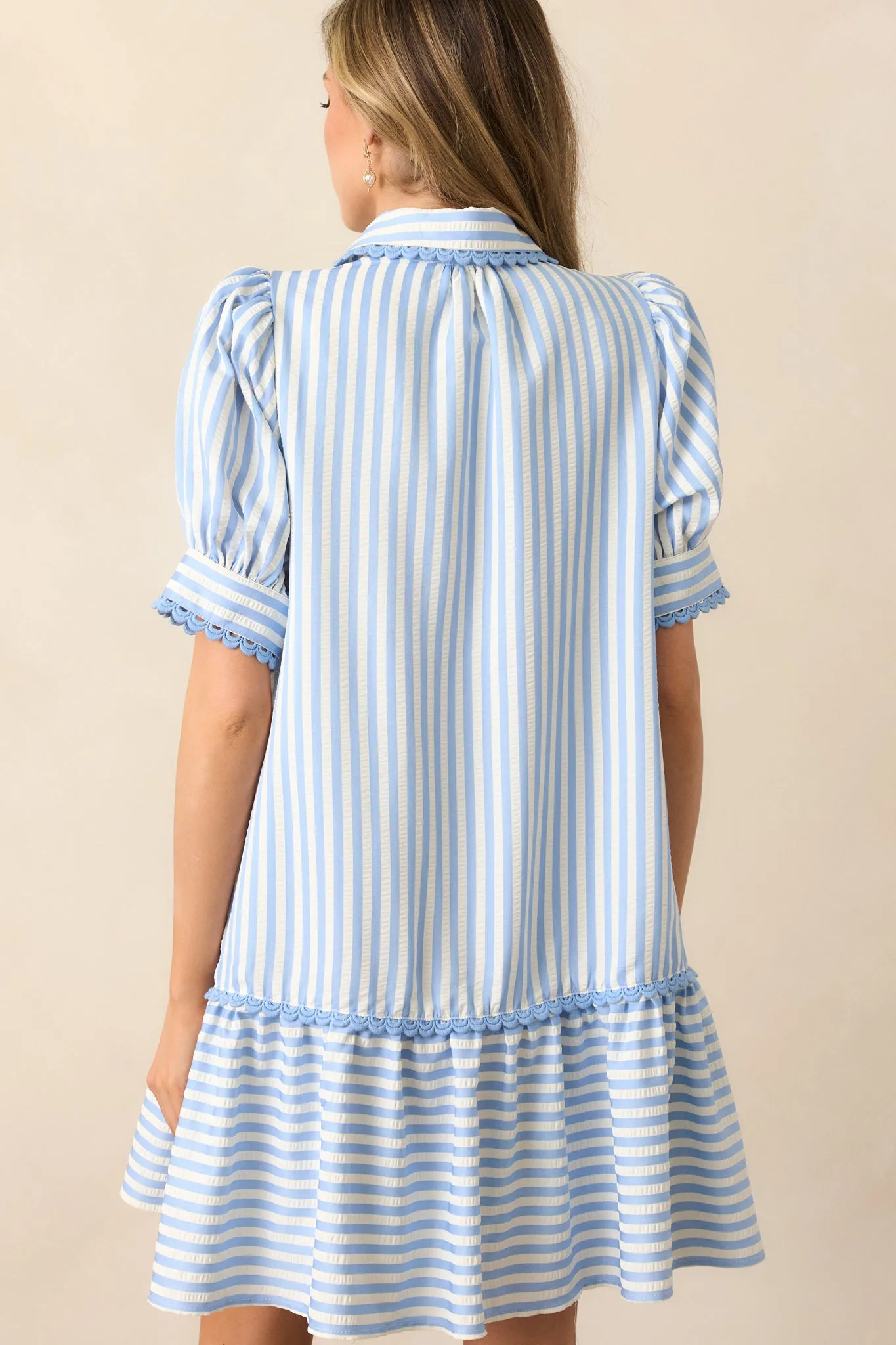 Soda Shop Sweetheart Blue Stripe Mini Dress