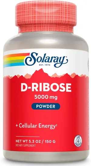 Solaray D-Ribose Powder 5000 mg | Healthy Cardiac and Cellular Energy (ATP) Production Support | 30 Servings | 150 Grams