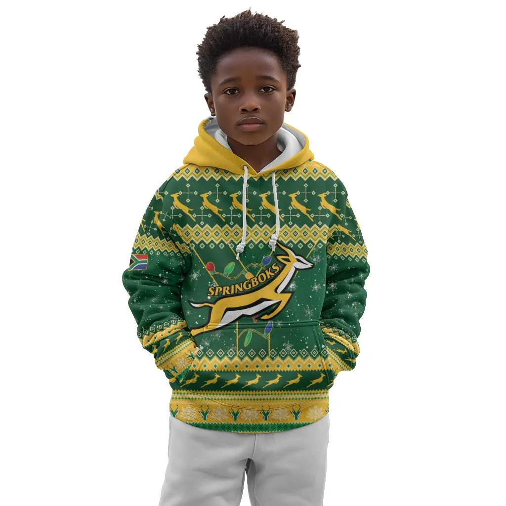 South Africa Christmas Rugby Kid Hoodie Springboks Geseende Kersfees LT15