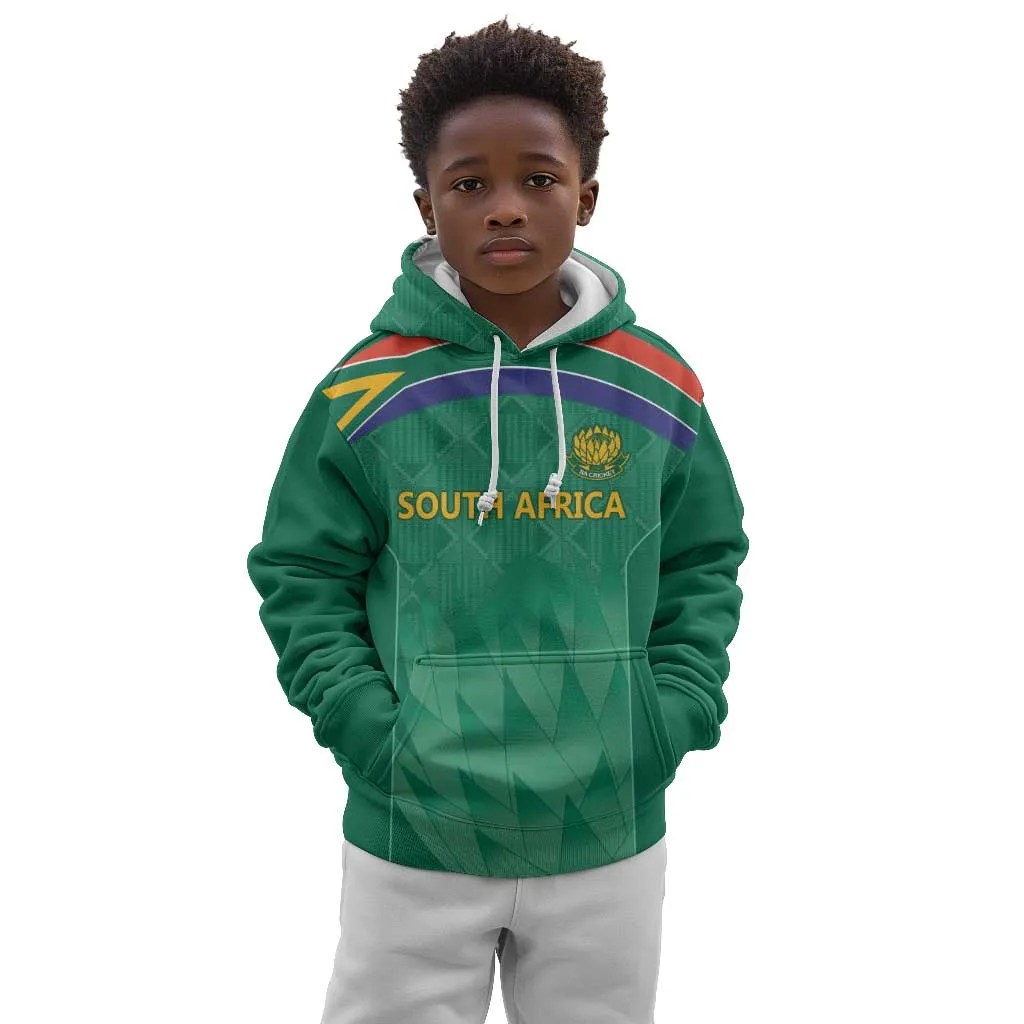 South Africa Cricket Custom Kid Hoodie African King Proteas Green LT9