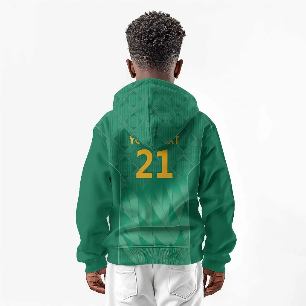 South Africa Cricket Custom Kid Hoodie African King Proteas Green LT9