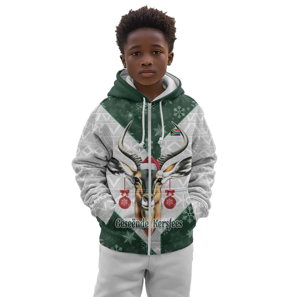 South Africa Springboks Christmas Kid Hoodie Bokke Santa - Geseende Kersfees LT14