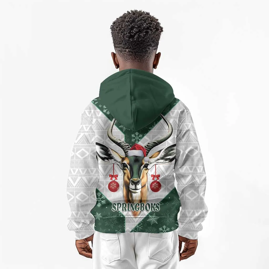 South Africa Springboks Christmas Kid Hoodie Bokke Santa - Geseende Kersfees LT14