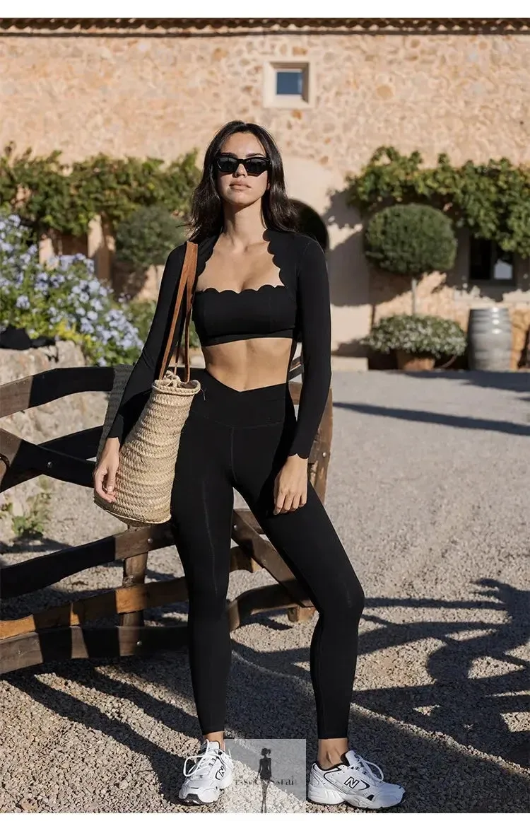 Square Neck Top and High Elastic Leggings