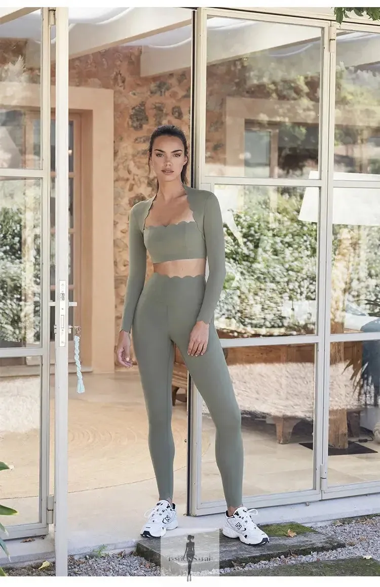 Square Neck Top and High Elastic Leggings