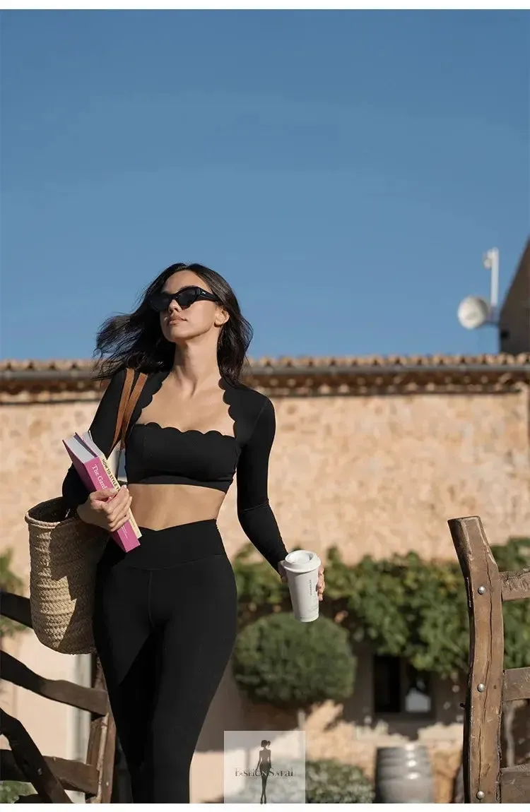 Square Neck Top and High Elastic Leggings