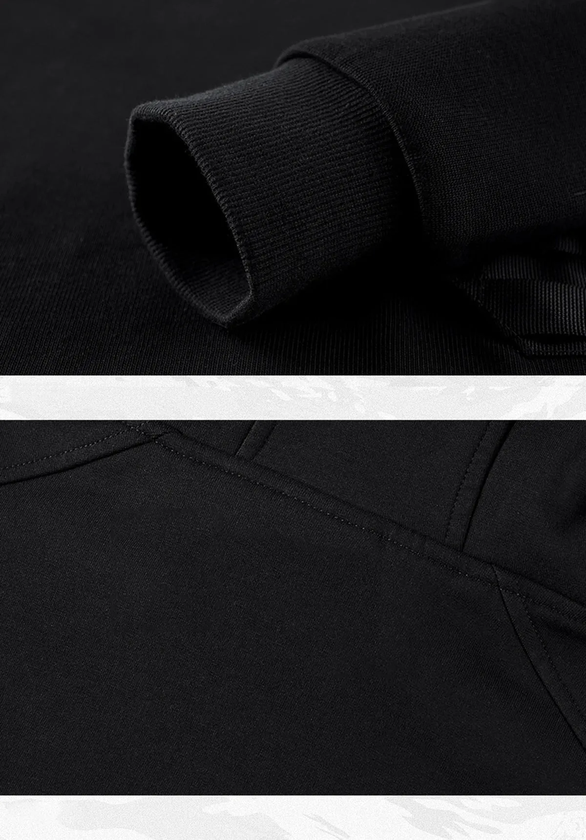 Streetwear Hoodies Harajuku Y2K Hip Hop Sweatshirts - High Neck Windproof Techwear Cargo Tops in Dark Black