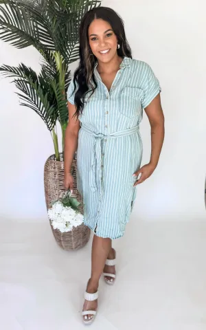 Stripe Button Down Midi Dress - Final Sale
