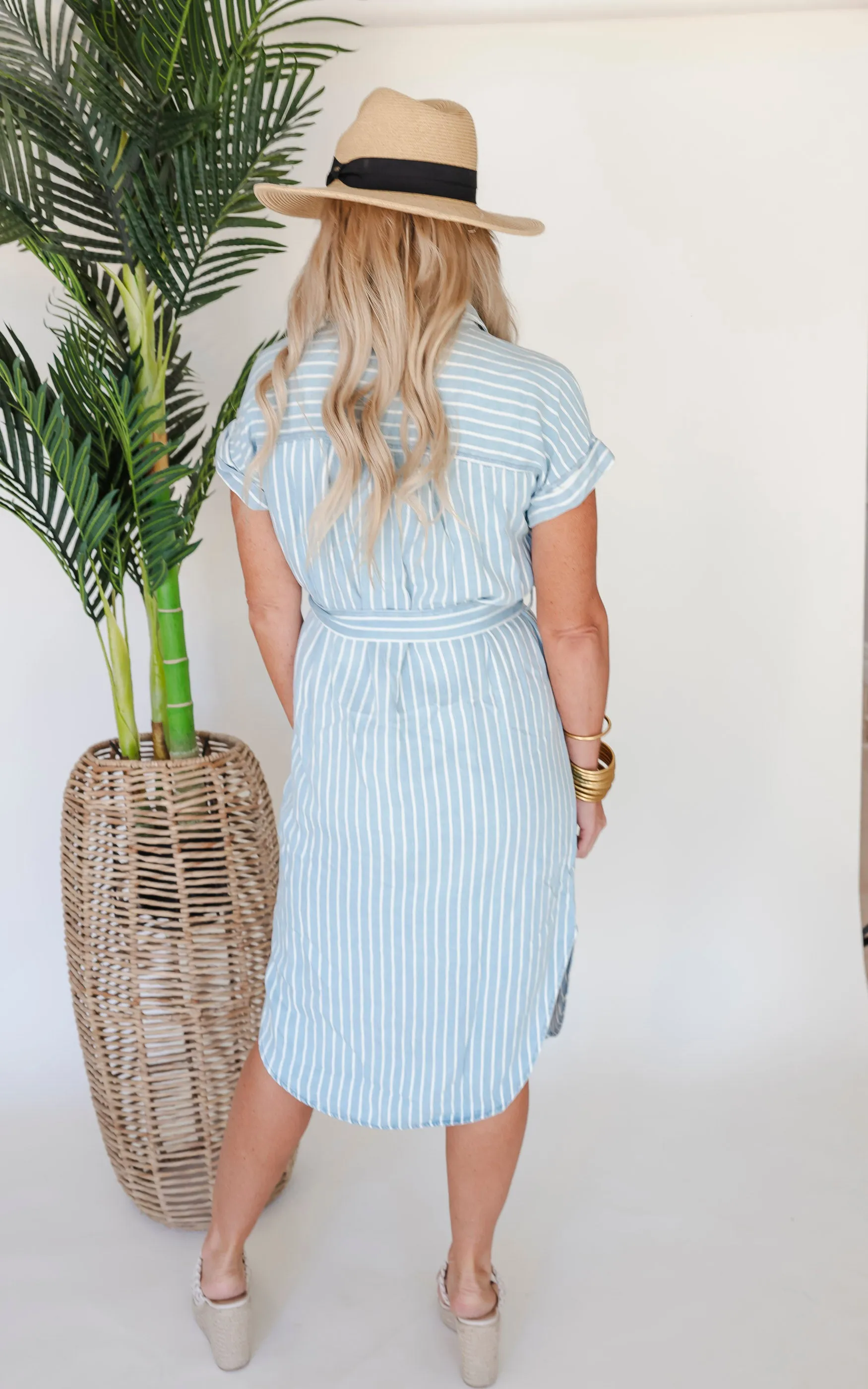 Stripe Button Down Midi Dress - Final Sale