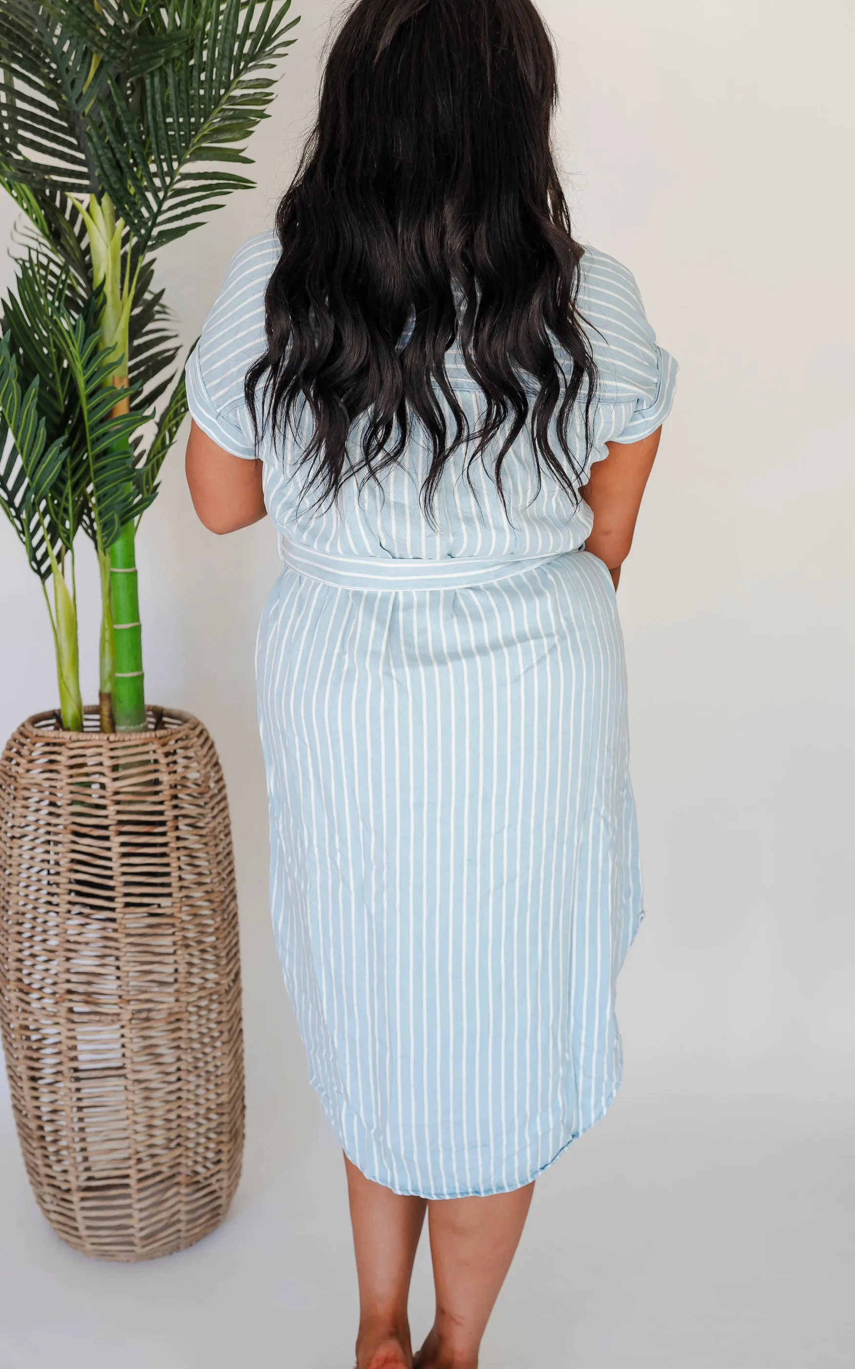 Stripe Button Down Midi Dress - Final Sale