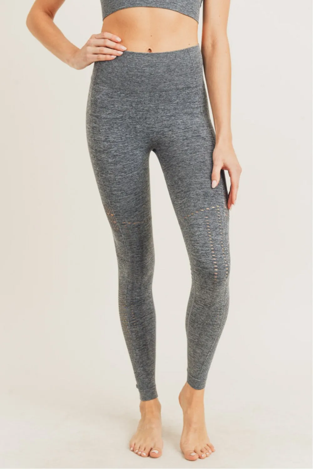 Striped and Perforated Seamless Highwaist Leggings