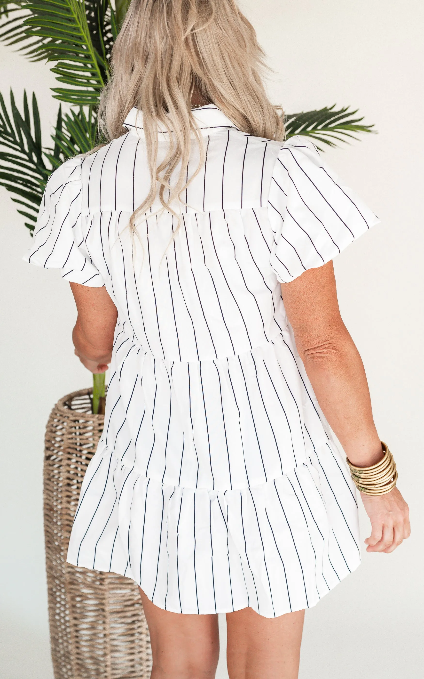 Striped Poplin Sequin Baseball Dress - Final Sale
