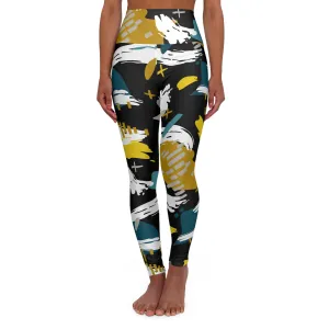 Stylish High Waisted Yoga Leggings - Abstract Art Design for Fitness and Wellness