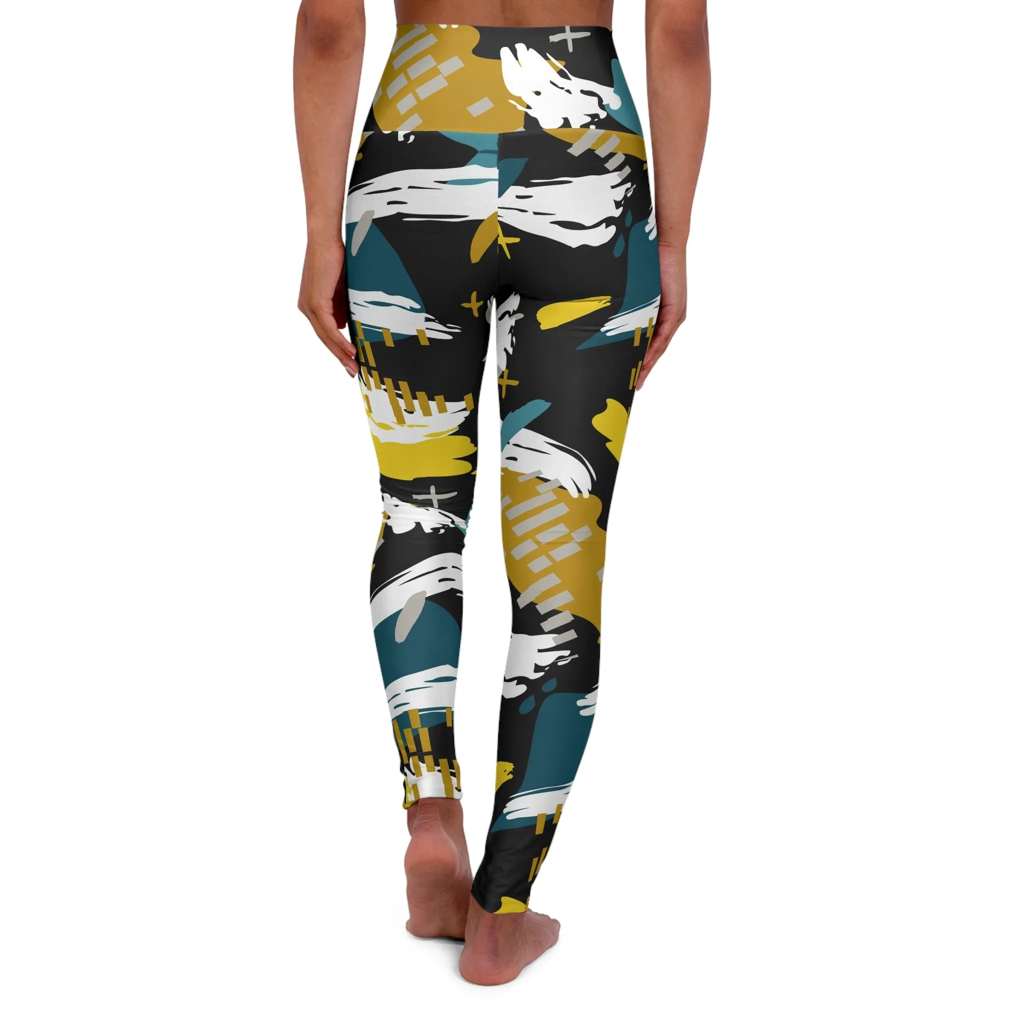 Stylish High Waisted Yoga Leggings - Abstract Art Design for Fitness and Wellness