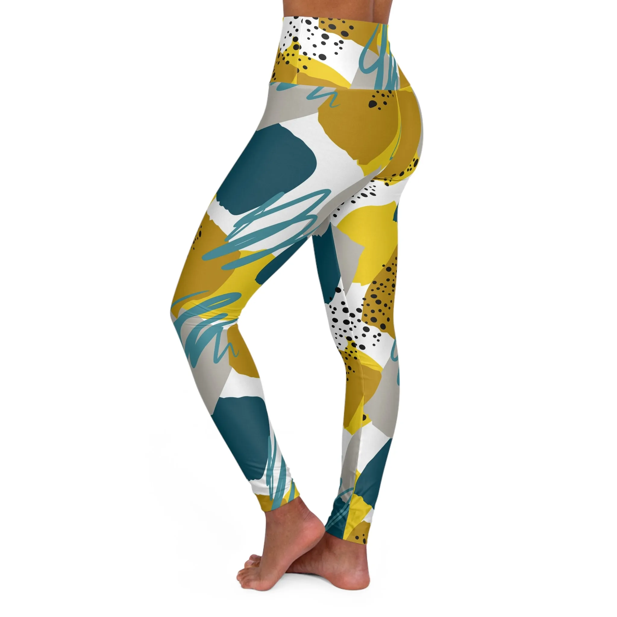 Stylish High Waisted Yoga Leggings - Abstract Geometric Design for Comfortable Workouts